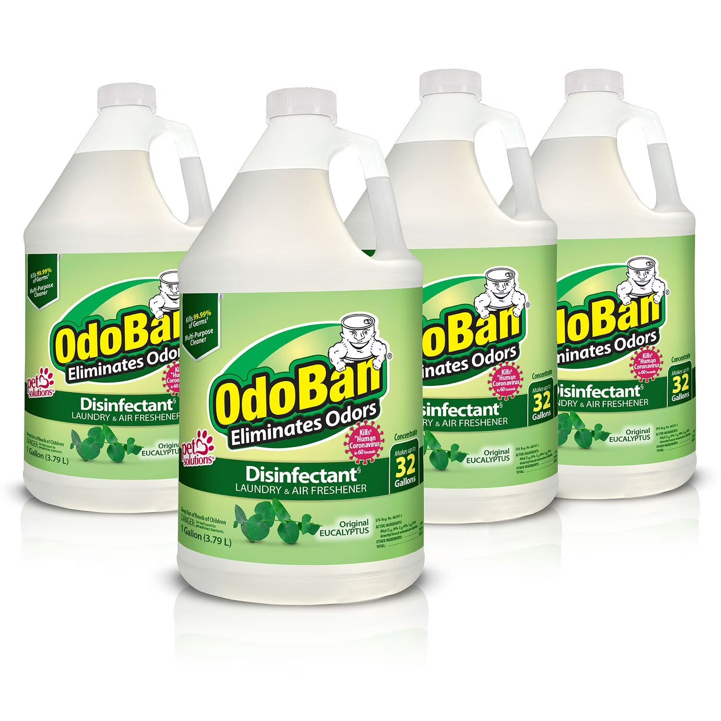Concentrado desinfectante y eliminador de olores OdoBan, paquete de 4. Aroma a eucalipto.