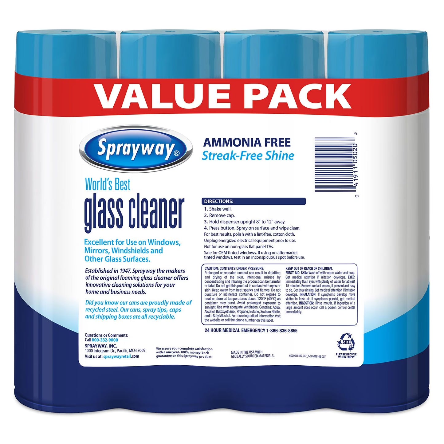 Sprayway Glass Cleaner, 19 oz., Choose Pack Size