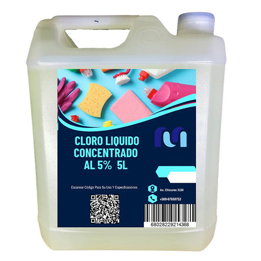 🧴 Cloro Líquido Concentrado al 5% – 5 Litros | Desinfección Eficaz para Hogar e Industria