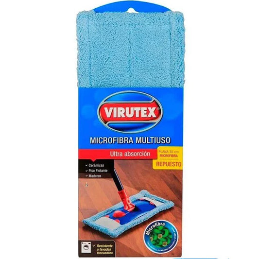 Repuesto Mopa Plana Virutex de Microfibra | Ultra Absorción 35 cm